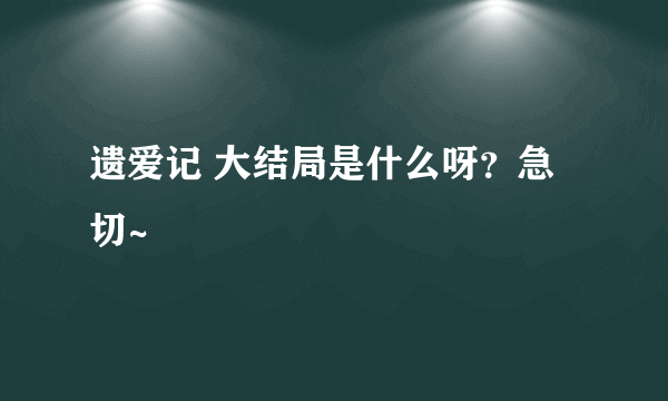 遗爱记 大结局是什么呀？急切~