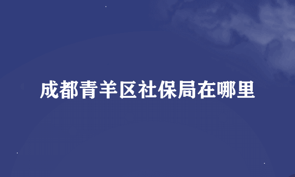 成都青羊区社保局在哪里