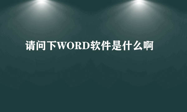 请问下WORD软件是什么啊