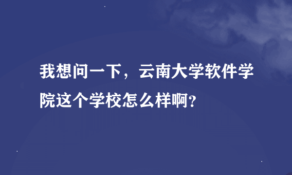 我想问一下，云南大学软件学院这个学校怎么样啊？