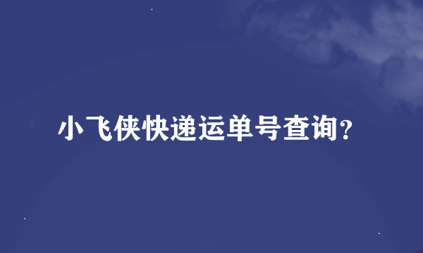 小飞侠快递运单号查询？