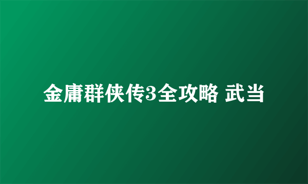 金庸群侠传3全攻略 武当