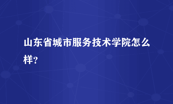 山东省城市服务技术学院怎么样？