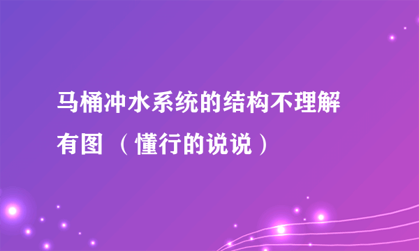 马桶冲水系统的结构不理解 有图 （懂行的说说）