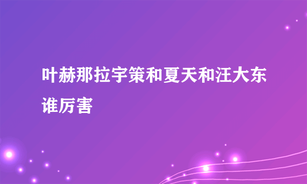 叶赫那拉宇策和夏天和汪大东谁厉害