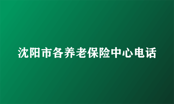 沈阳市各养老保险中心电话