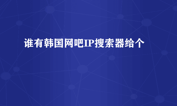 谁有韩国网吧IP搜索器给个