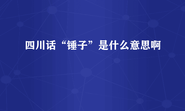 四川话“锤子”是什么意思啊