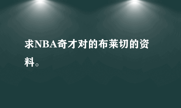 求NBA奇才对的布莱切的资料。