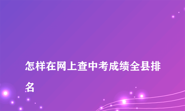 
怎样在网上查中考成绩全县排名

