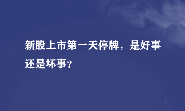 新股上市第一天停牌，是好事还是坏事？