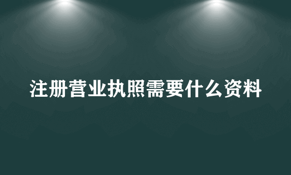 注册营业执照需要什么资料