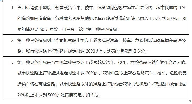 高速超速20%不到50%怎么处罚