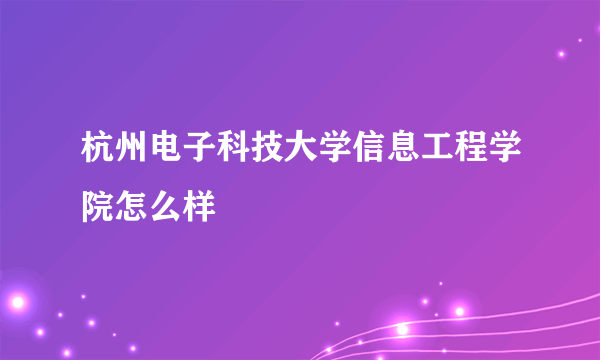 杭州电子科技大学信息工程学院怎么样