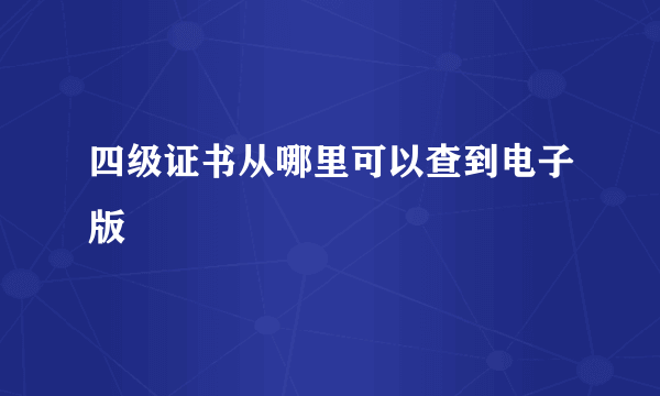 四级证书从哪里可以查到电子版