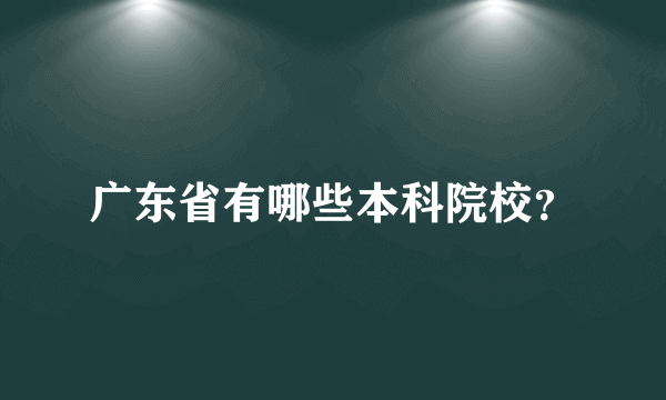 广东省有哪些本科院校？