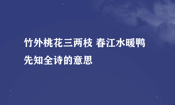 竹外桃花三两枝 春江水暖鸭先知全诗的意思