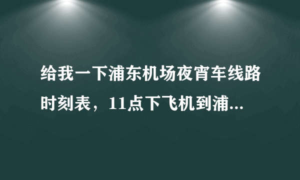 给我一下浦东机场夜宵车线路时刻表，11点下飞机到浦东机场，要到上海火车站，或者虹桥火车站都行。