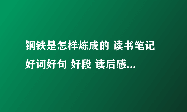 钢铁是怎样炼成的 读书笔记 好词好句 好段 读后感 求.....