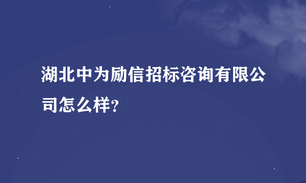 湖北中为励信招标咨询有限公司怎么样？