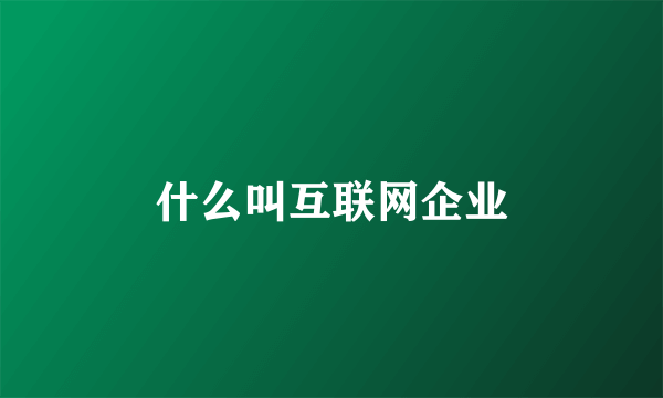 什么叫互联网企业