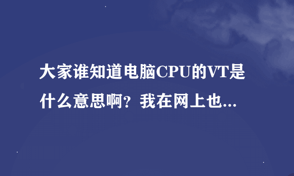 大家谁知道电脑CPU的VT是什么意思啊？我在网上也看了 但是还是不太明白，好像是可以装几个系统