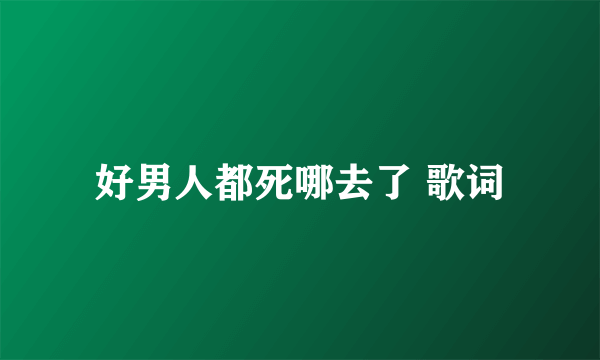 好男人都死哪去了 歌词