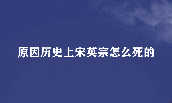 原因历史上宋英宗怎么死的