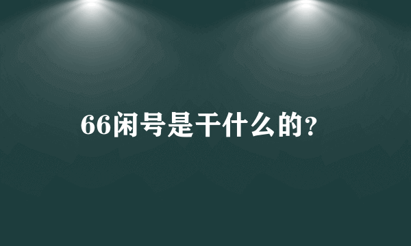 66闲号是干什么的？