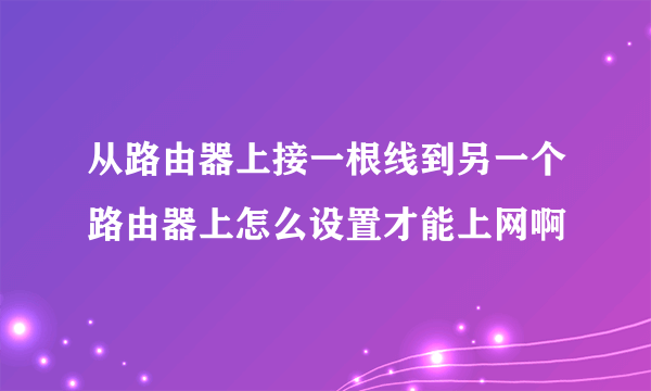 从路由器上接一根线到另一个路由器上怎么设置才能上网啊