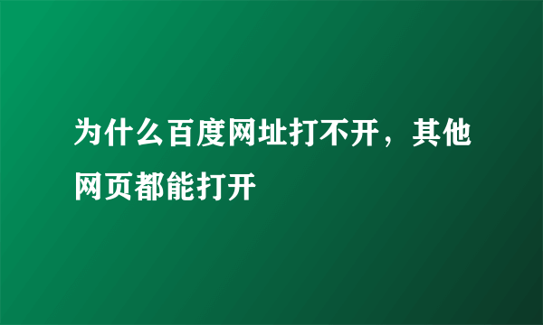 为什么百度网址打不开，其他网页都能打开