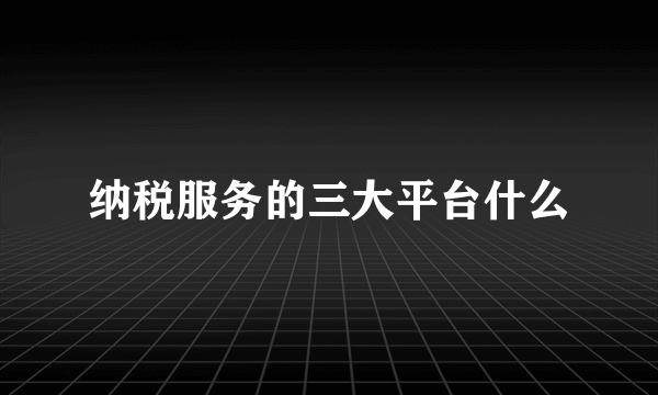 纳税服务的三大平台什么