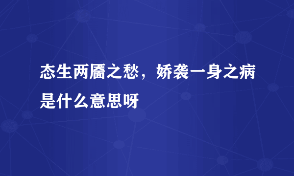 态生两靥之愁，娇袭一身之病是什么意思呀