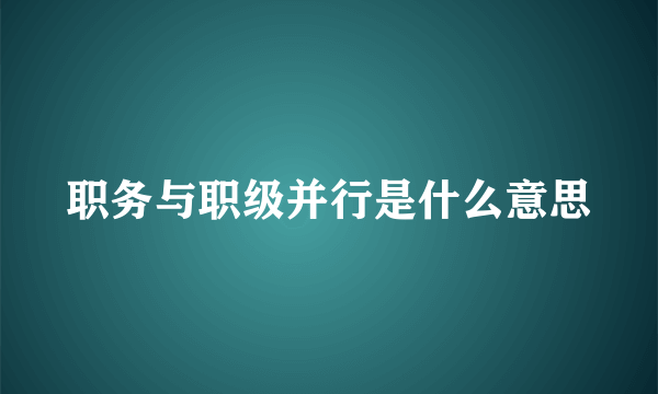 职务与职级并行是什么意思