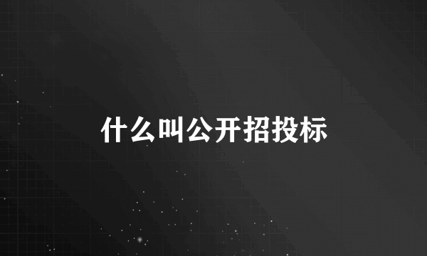 什么叫公开招投标