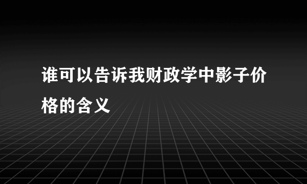 谁可以告诉我财政学中影子价格的含义