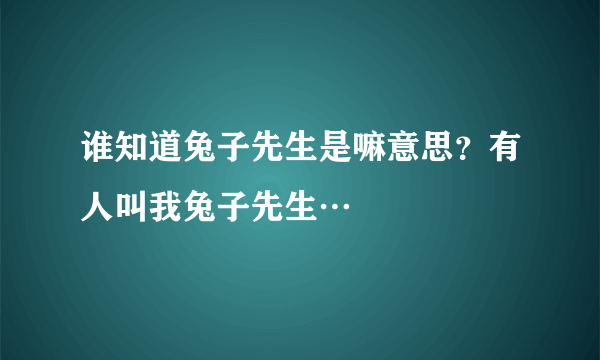 谁知道兔子先生是嘛意思？有人叫我兔子先生…