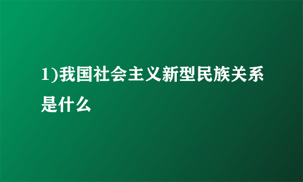 1)我国社会主义新型民族关系是什么