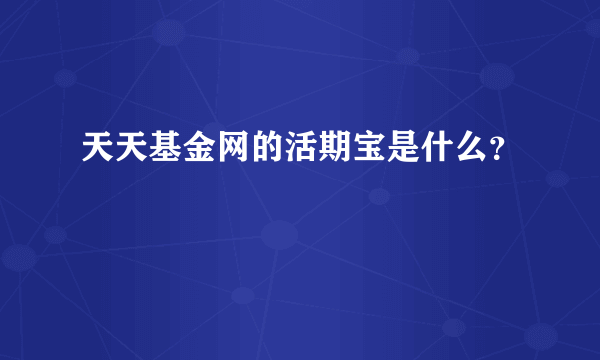 天天基金网的活期宝是什么？