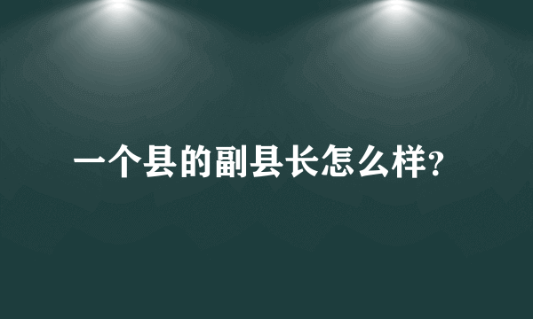 一个县的副县长怎么样？