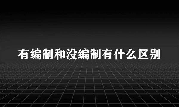 有编制和没编制有什么区别