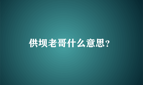 供坝老哥什么意思？