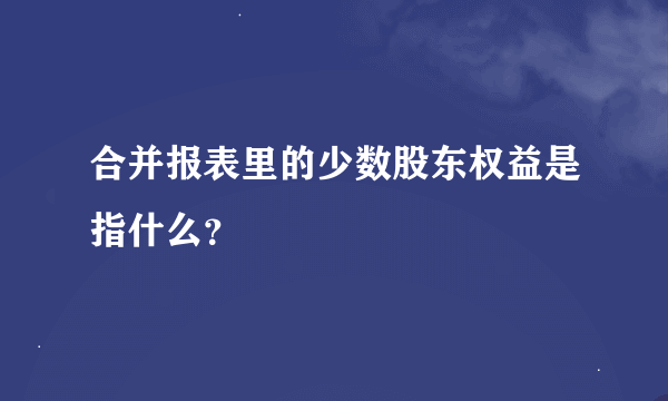 合并报表里的少数股东权益是指什么？