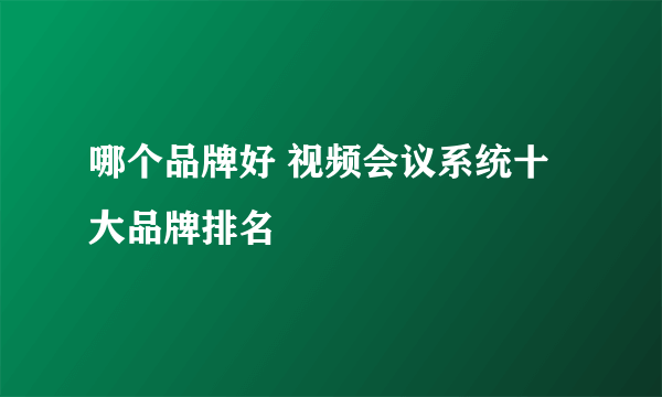 哪个品牌好 视频会议系统十大品牌排名