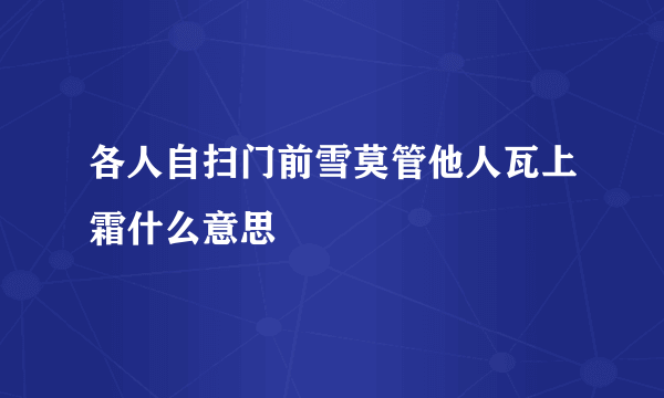 各人自扫门前雪莫管他人瓦上霜什么意思