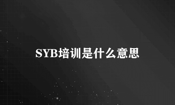 SYB培训是什么意思