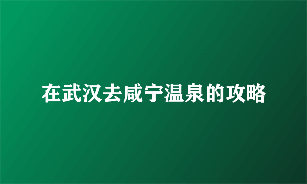 在武汉去咸宁温泉的攻略