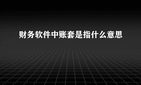 财务软件中账套是指什么意思