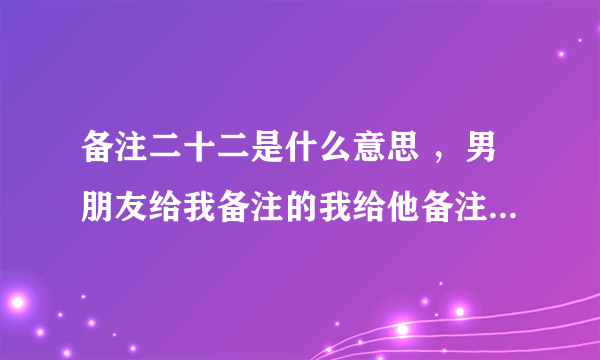 备注二十二是什么意思 ，男朋友给我备注的我给他备注的是十二