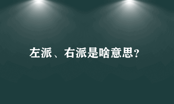 左派、右派是啥意思？